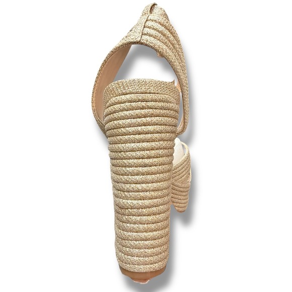 NIB GLAZE Women Sz 9 Gold Glitter Dream Strappy Platform Block Heel Sandals - Picture 13 of 15